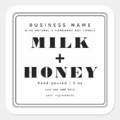 Schwarz-Weiß-Minimalistisch-Modern-Candle-Label Quadratischer Aufkleber (Vorderseite)