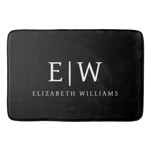 Schwarz-Weiß-Minimalistisch-Modern-Monogramm Badematte (Vorderseite)