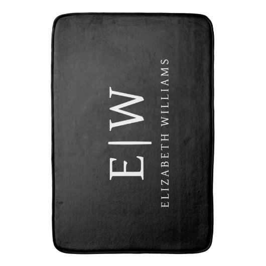 Schwarz-Weiß-Minimalistisch-Modern-Monogramm Badematte (Vorderseite Vertikal)
