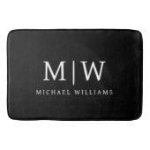Schwarz-Weiß-Minimalistisch-Modern-Monogramm Badematte (Vorderseite)