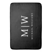 Schwarz-Weiß-Minimalistisch-Modern-Monogramm Badematte (Vorderseite Vertikal)