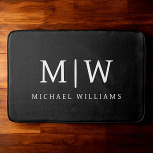 Schwarz-Weiß-Minimalistisch-Modern-Monogramm Badematte
