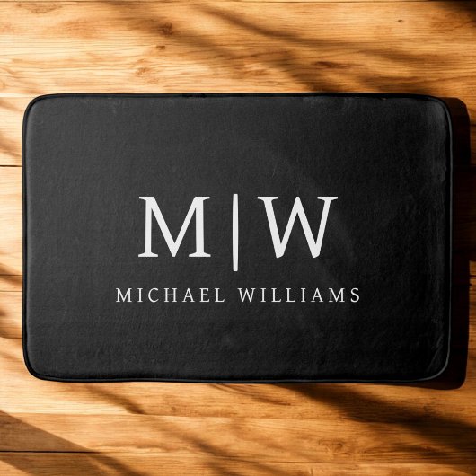 Schwarz-Weiß-Minimalistisch-Modern-Monogramm Badematte