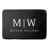 Schwarz-Weiß-Minimalistisch-Modern-Monogramm Badematte (Vorderseite)