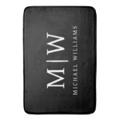 Schwarz-Weiß-Minimalistisch-Modern-Monogramm Badematte (Vorderseite Vertikal)