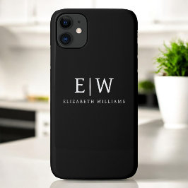 Schwarz-Weiß-Minimalistisch-Modern-Monogramm Case-Mate iPhone Hülle