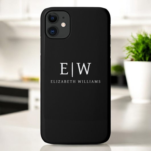 Schwarz-Weiß-Minimalistisch-Modern-Monogramm Case-Mate iPhone Hülle