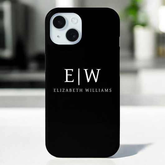 Schwarz-Weiß-Minimalistisch-Modern-Monogramm Case-Mate iPhone Hülle