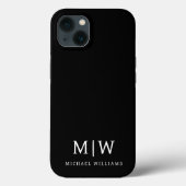 Schwarz-Weiß-Minimalistisch-Modern-Monogramm Case-Mate iPhone Hülle (Rückseite)