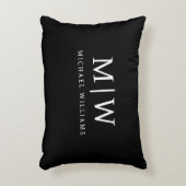 Schwarz-Weiß-Minimalistisch-Modern-Monogramm Dekokissen (Vorderseite(Vertikal))