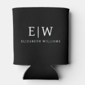 Schwarz-Weiß-Minimalistisch-Modern-Monogramm Dosenkühler (Rückseite)
