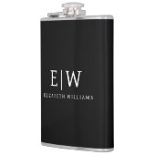 Schwarz-Weiß-Minimalistisch-Modern-Monogramm Flachmann (Links)