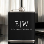 Schwarz-Weiß-Minimalistisch-Modern-Monogramm Flachmann<br><div class="desc">Die Minimalistische Monogram Kollektion Schwarz/Weiß: Einfache Einfachheit und Eleganz in unseren minimalistischen Designs, die so gestaltet sind, dass sie Ihren Stil mühelos erweitern. Diese Kollektion wurde mit einem scharfen Blick für moderne Ästhetik gestaltet und weist elegante Schwarz-Weiß-Designs auf, die durch personalisierte Monogramme noch verstärkt werden. Von der schicken Schreibwaren bis...</div>