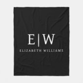 Schwarz-Weiß-Minimalistisch-Modern-Monogramm Fleecedecke (Vorderseite)
