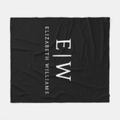 Schwarz-Weiß-Minimalistisch-Modern-Monogramm Fleecedecke (Vorderseite (Horizontal))