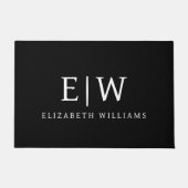 Schwarz-Weiß-Minimalistisch-Modern-Monogramm Fußmatte (Vorderseite)