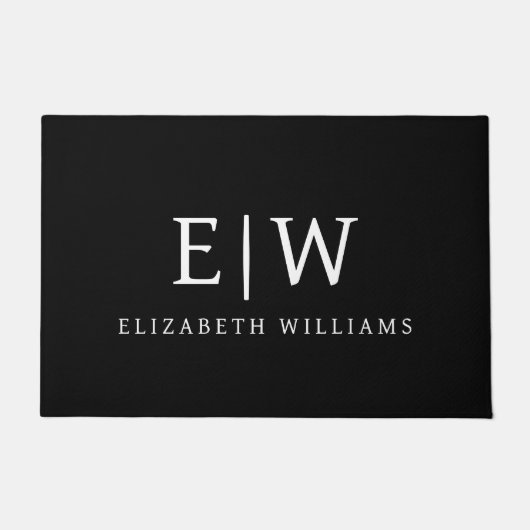 Schwarz-Weiß-Minimalistisch-Modern-Monogramm Fußmatte (Vorderseite)