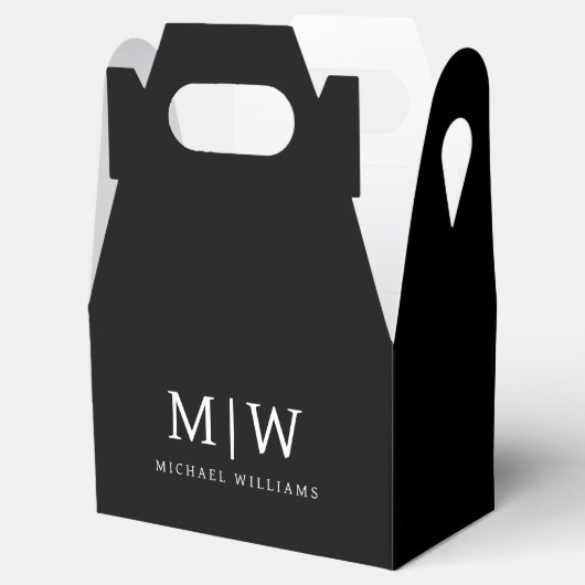 Schwarz-Weiß-Minimalistisch-Modern-Monogramm Geschenkschachtel (Geöffnet)