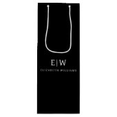 Schwarz-Weiß-Minimalistisch-Modern-Monogramm Geschenktüte Für Weinflaschen (Vorderseite)
