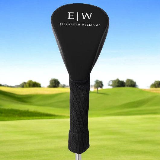 Schwarz-Weiß-Minimalistisch-Modern-Monogramm Golf Headcover