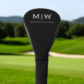 Schwarz-Weiß-Minimalistisch-Modern-Monogramm Golf Headcover