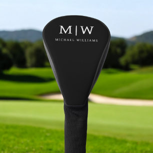 Schwarz-Weiß-Minimalistisch-Modern-Monogramm Golf Headcover