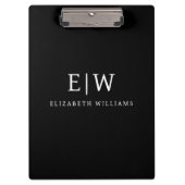 Schwarz-Weiß-Minimalistisch-Modern-Monogramm Klemmbrett (Vorderseite)