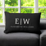 Schwarz-Weiß-Minimalistisch-Modern-Monogramm Lendenkissen<br><div class="desc">Die Minimalistische Monogram Kollektion Schwarz/Weiß: Einfache Einfachheit und Eleganz in unseren minimalistischen Designs, die so gestaltet sind, dass sie Ihren Stil mühelos erweitern. Diese Kollektion wurde mit einem scharfen Blick für moderne Ästhetik gestaltet und weist elegante Schwarz-Weiß-Designs auf, die durch personalisierte Monogramme noch verstärkt werden. Von der schicken Schreibwaren bis...</div>