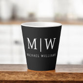 Schwarz-Weiß-Minimalistisch-Modern-Monogramm Milchtasse