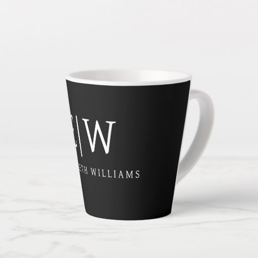 Schwarz-Weiß-Minimalistisch-Modern-Monogramm Milchtasse (Rechte Ecke)