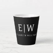 Schwarz-Weiß-Minimalistisch-Modern-Monogramm Milchtasse (Vorderseite)