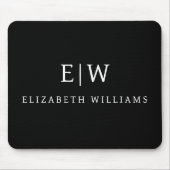 Schwarz-Weiß-Minimalistisch-Modern-Monogramm Mousepad (Vorne)