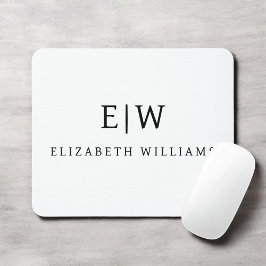 Schwarz-Weiß-Minimalistisch-Modern-Monogramm Mousepad