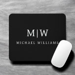 Schwarz-Weiß-Minimalistisch-Modern-Monogramm Mousepad<br><div class="desc">Die Minimalistische Monogram Kollektion Schwarz/Weiß: Einfache Einfachheit und Eleganz in unseren minimalistischen Designs, die so gestaltet sind, dass sie Ihren Stil mühelos erweitern. Diese Kollektion wurde mit einem scharfen Blick für moderne Ästhetik gestaltet und weist elegante Schwarz-Weiß-Designs auf, die durch personalisierte Monogramme noch verstärkt werden. Von der schicken Schreibwaren bis...</div>