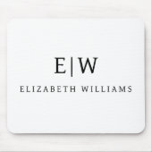 Schwarz-Weiß-Minimalistisch-Modern-Monogramm Mousepad (Vorne)