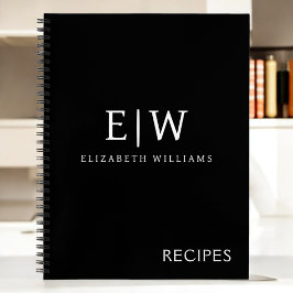 Schwarz-Weiß-Minimalistisch-Modern-Monogramm Notizblock