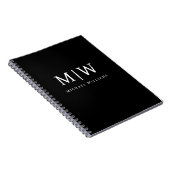 Schwarz-Weiß-Minimalistisch-Modern-Monogramm Notizblock (Rechte Seite)