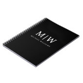 Schwarz-Weiß-Minimalistisch-Modern-Monogramm Notizblock (Linke Seite)