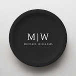Schwarz-Weiß-Minimalistisch-Modern-Monogramm Pappteller<br><div class="desc">Die Minimalistische Monogram Kollektion Schwarz/Weiß: Einfache Einfachheit und Eleganz in unseren minimalistischen Designs, die so gestaltet sind, dass sie Ihren Stil mühelos erweitern. Diese Kollektion wurde mit einem scharfen Blick für moderne Ästhetik gestaltet und weist elegante Schwarz-Weiß-Designs auf, die durch personalisierte Monogramme noch verstärkt werden. Von der schicken Schreibwaren bis...</div>