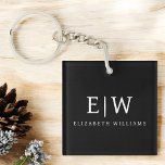 Schwarz-Weiß-Minimalistisch-Modern-Monogramm Schlüsselanhänger<br><div class="desc">Die Minimalistische Monogram Kollektion Schwarz/Weiß: Einfache Einfachheit und Eleganz in unseren minimalistischen Designs, die so gestaltet sind, dass sie Ihren Stil mühelos erweitern. Diese Kollektion wurde mit einem scharfen Blick für moderne Ästhetik gestaltet und weist elegante Schwarz-Weiß-Designs auf, die durch personalisierte Monogramme noch verstärkt werden. Von der schicken Schreibwaren bis...</div>