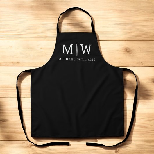 Schwarz-Weiß-Minimalistisch-Modern-Monogramm Schürze