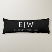 Schwarz-Weiß-Minimalistisch-Modern-Monogramm Seitenschläferkissen (Vorderseite)