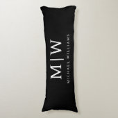 Schwarz-Weiß-Minimalistisch-Modern-Monogramm Seitenschläferkissen (Vorderseite Vertikal)