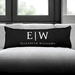 Schwarz-Weiß-Minimalistisch-Modern-Monogramm Seitenschläferkissen