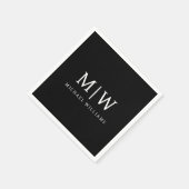 Schwarz-Weiß-Minimalistisch-Modern-Monogramm Serviette (Ecke)