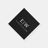 Schwarz-Weiß-Minimalistisch-Modern-Monogramm Serviette (Ecke)