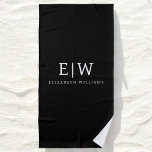 Schwarz-Weiß-Minimalistisch-Modern-Monogramm Strandtuch<br><div class="desc">Die Minimalistische Monogram Kollektion Schwarz/Weiß: Einfache Einfachheit und Eleganz in unseren minimalistischen Designs, die so gestaltet sind, dass sie Ihren Stil mühelos erweitern. Diese Kollektion wurde mit einem scharfen Blick für moderne Ästhetik gestaltet und weist elegante Schwarz-Weiß-Designs auf, die durch personalisierte Monogramme noch verstärkt werden. Von der schicken Schreibwaren bis...</div>