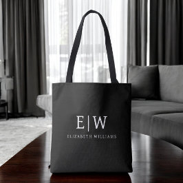 Schwarz-Weiß-Minimalistisch-Modern-Monogramm Tasche