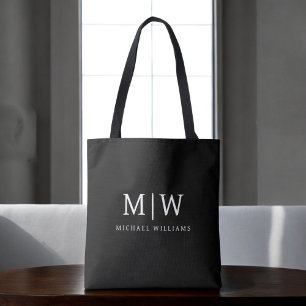 Schwarz-Weiß-Minimalistisch-Modern-Monogramm Tasche