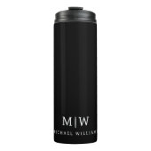 Schwarz-Weiß-Minimalistisch-Modern-Monogramm Thermosbecher (Vorderseite)